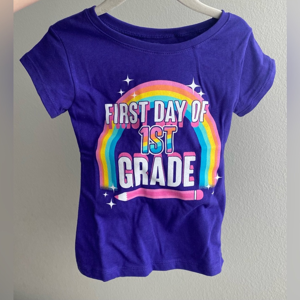 Girls Purple First Day of 1st Grade School Shirt size 4/XS NWT $11.50